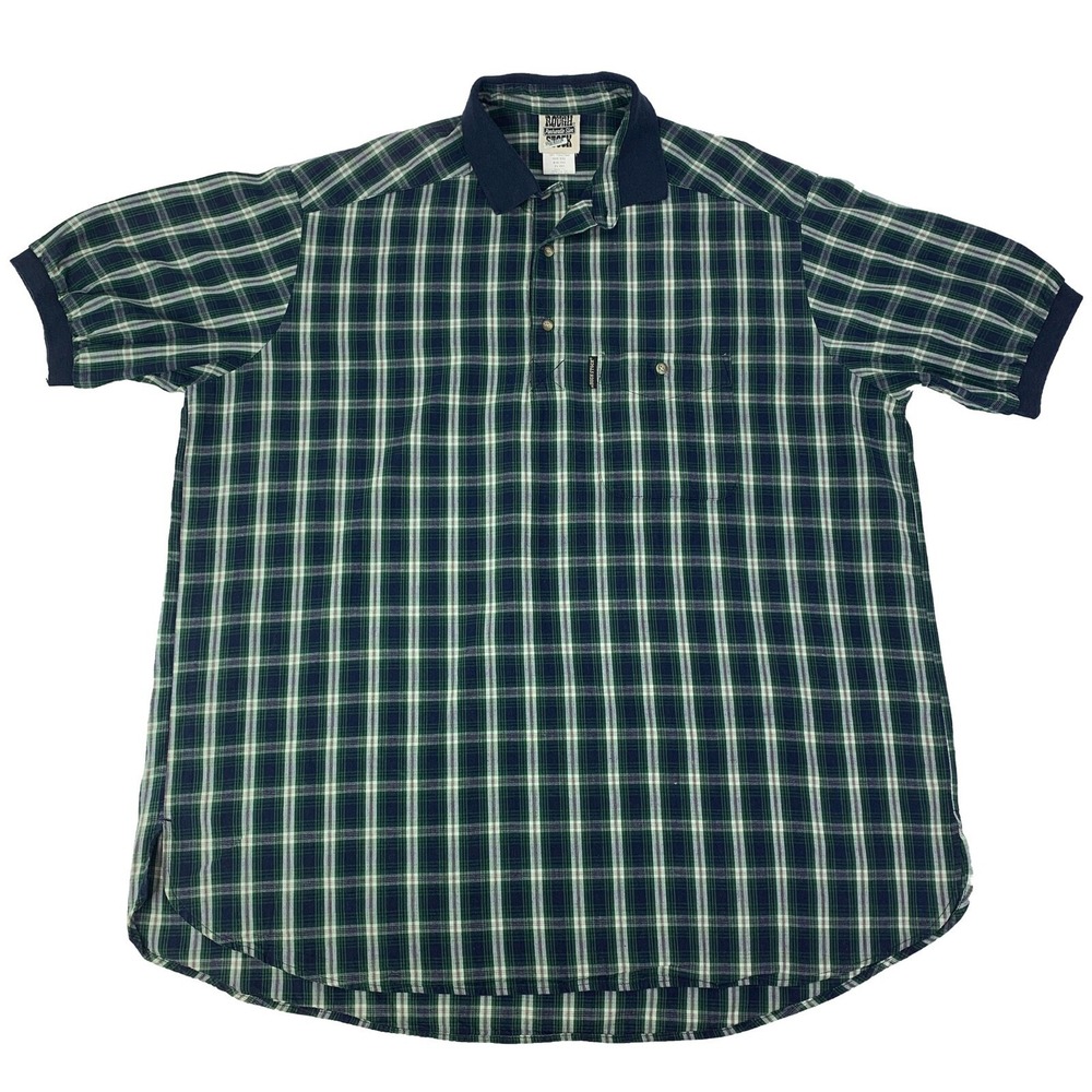 Panhandle Slim Rough Stock Mens XXL 2XL Blue & Green Short Sleeve Western Polo